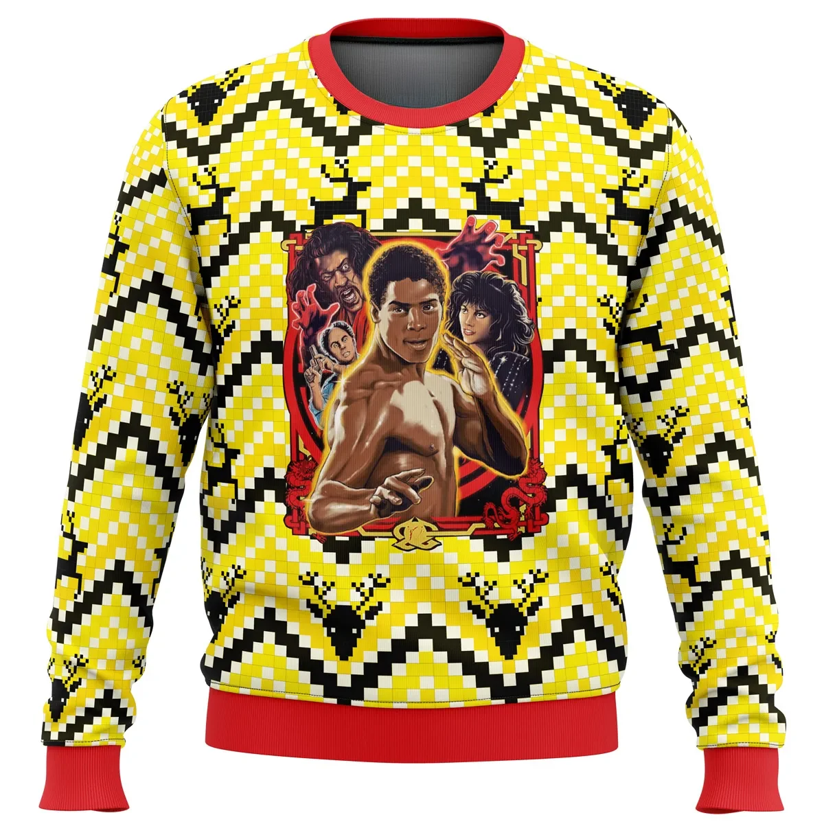 The Last Dragon Bruce Leroy Ugly Christmas Sweater, 80s Martial Arts Movie Holiday Sweater, Unisex All Over Print Xmas Sweatshirt, Film Fan Gift