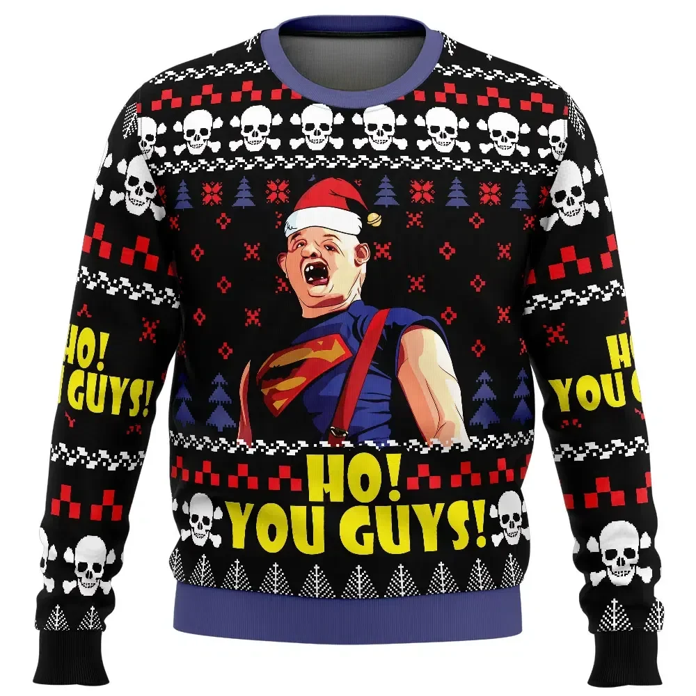 Ho You Guys The Goonies Ugly Christmas Sweater, Sloth in a Santa Hat Goonies Holiday Sweater, 80s Movie Xmas Gift for Adventure Fans
