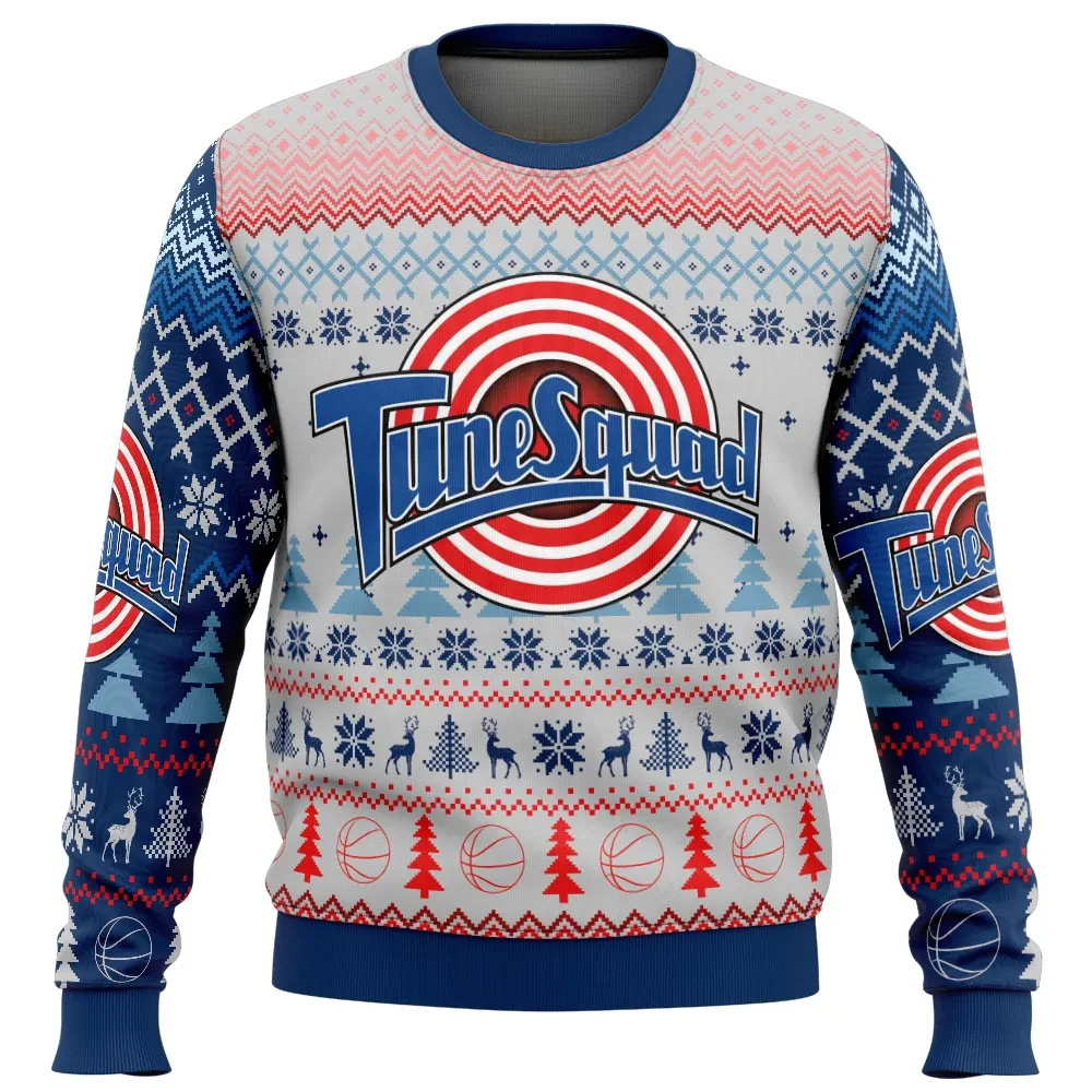Tune Squad Space Jam Ugly Christmas Sweater, Looney Tunes Basketball Holiday Sweatshirt, Retro Movie Xmas Gift for Hoops Fans