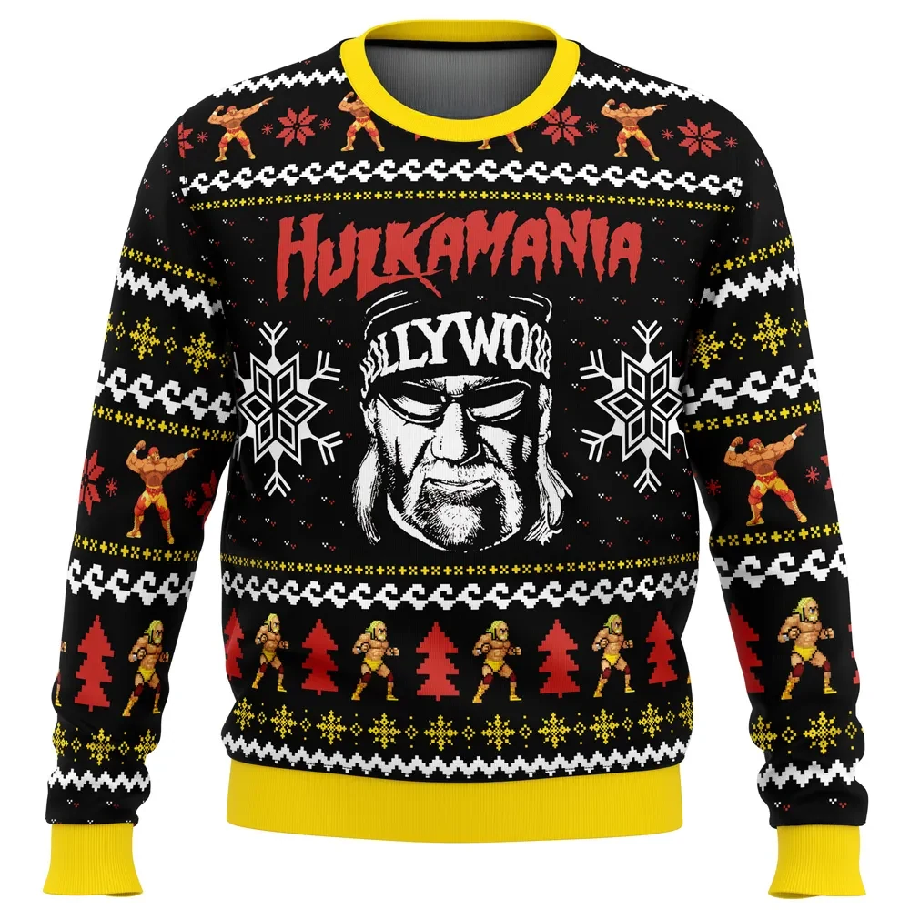 Hulkamania Hulk Hogan Ugly Christmas Sweater, Hollywood Bandana Pro Wrestling Holiday Sweater, 80s Wrestler Xmas Sweatshirt, Wrestling Fan Gift