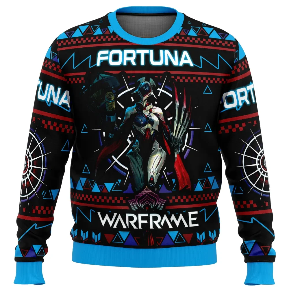 Fortuna Warframe Ugly Christmas Sweater, Warframe Video Game Holiday Sweater, Unisex All Over Print Xmas Sweatshirt, Gamer Gift for Fans