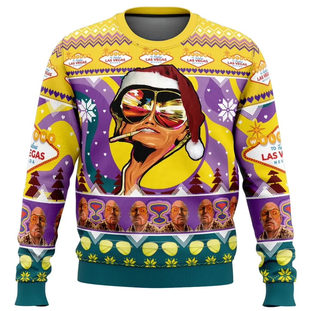 Fear and Loathing in Las Vegas Ugly Christmas Sweater, Johnny Depp Raoul Duke Movie Holiday Sweater, Unisex Xmas Jumper