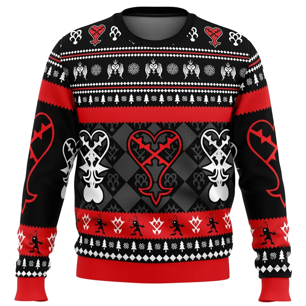 Heartless Christmas Kingdom Hearts Ugly Christmas Sweater, Heartless Emblem Holiday Sweater, Nobody Symbol Shadow Gamer Xmas Gift for Fans