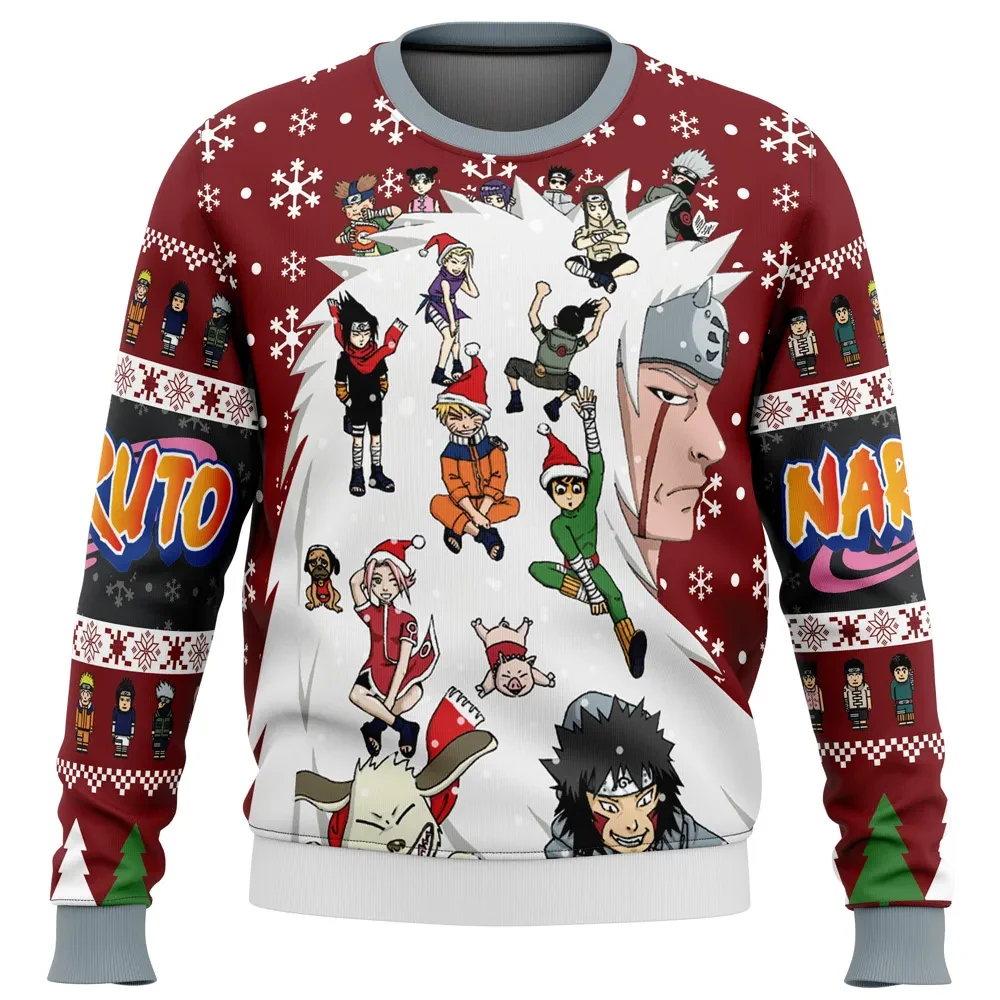 Christmas Naruto Shippuden Characters Ugly Christmas Sweater, Jiraiya Holiday Sweater, Sasuke Sakura Kakashi Anime Pullover, Xmas Gift