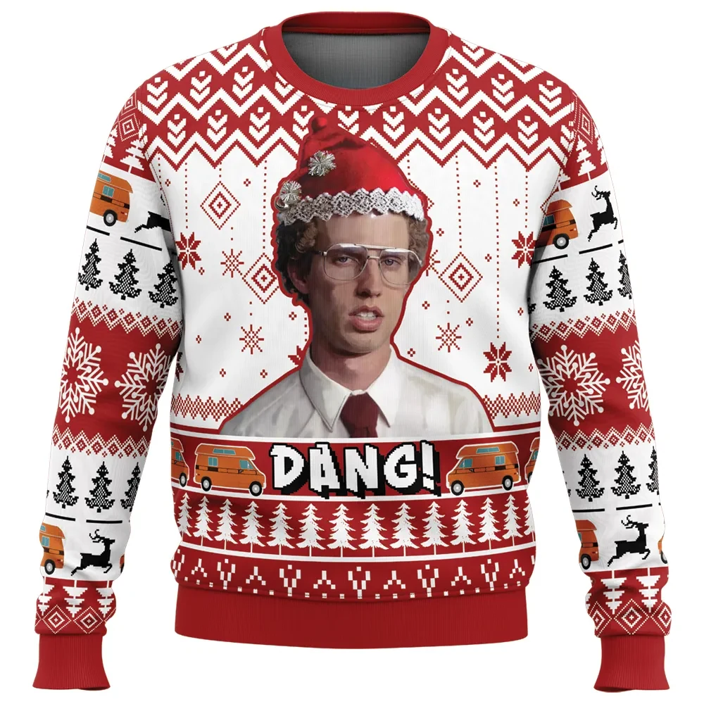 Dang Napoleon Dynamite Ugly Christmas Sweater, Santa Hat Funny Movie Holiday Sweatshirt, Cult Comedy Unisex Xmas Gift for Film Lovers