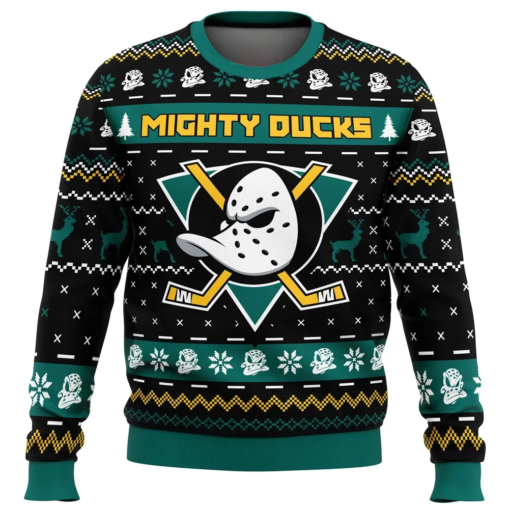 Christmas Ducks The Mighty Ducks Ugly Christmas Sweater, Mighty Ducks Hockey Mask Logo Holiday Sweater, 90s Movie Xmas Gift for Fans