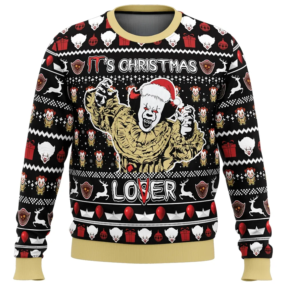 It's Christmas Loser IT Ugly Christmas Sweater, Pennywise the Dancing Clown Horror Movie Holiday Sweater, Spooky Stephen King Movie Xmas Gift
