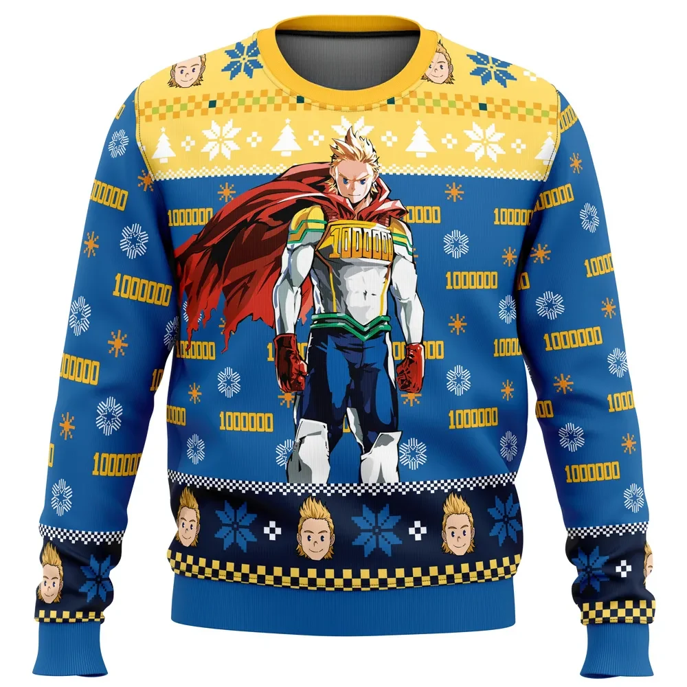 Lemillion Christmas My Hero Academia Ugly Christmas Sweater, Mirio Togata Hero Costume Anime Holiday Sweatshirt, Unisex Xmas Gift for MHA Fans