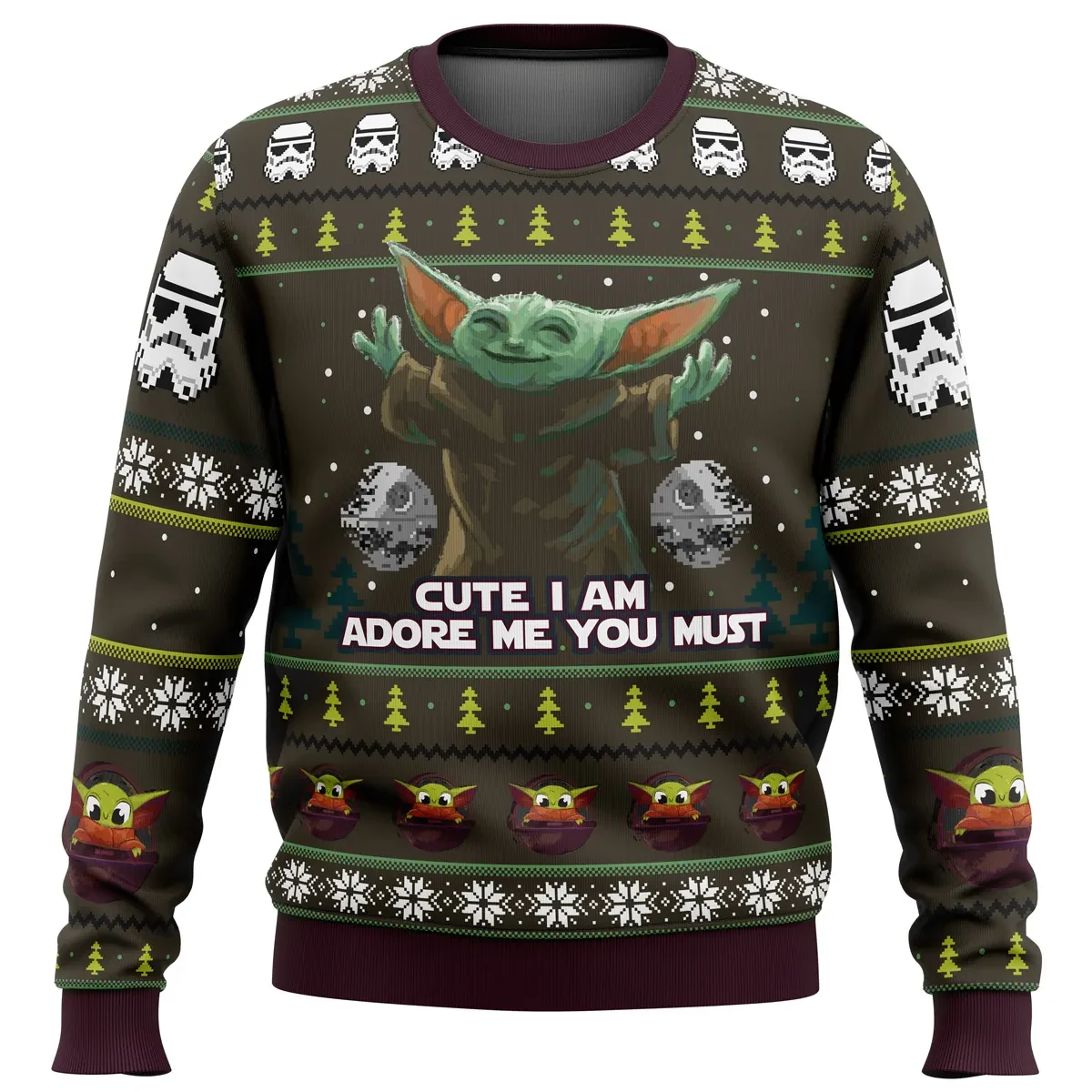 Baby Yoda Cute I Am Adore Me You Must Ugly Christmas Sweater, Mandalorian Grogu Star Wars Holiday Sweater, Xmas Sweater