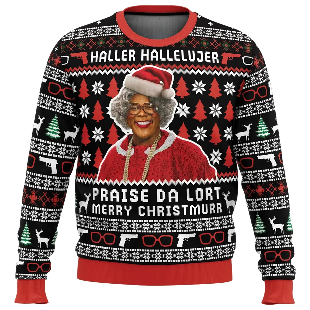 Madea Haller Hallelujer Praise Da Lort Merry Christmurr Ugly Christmas Sweater, A Madea Christmas Movie Holiday Sweater, Funny Xmas Jumper