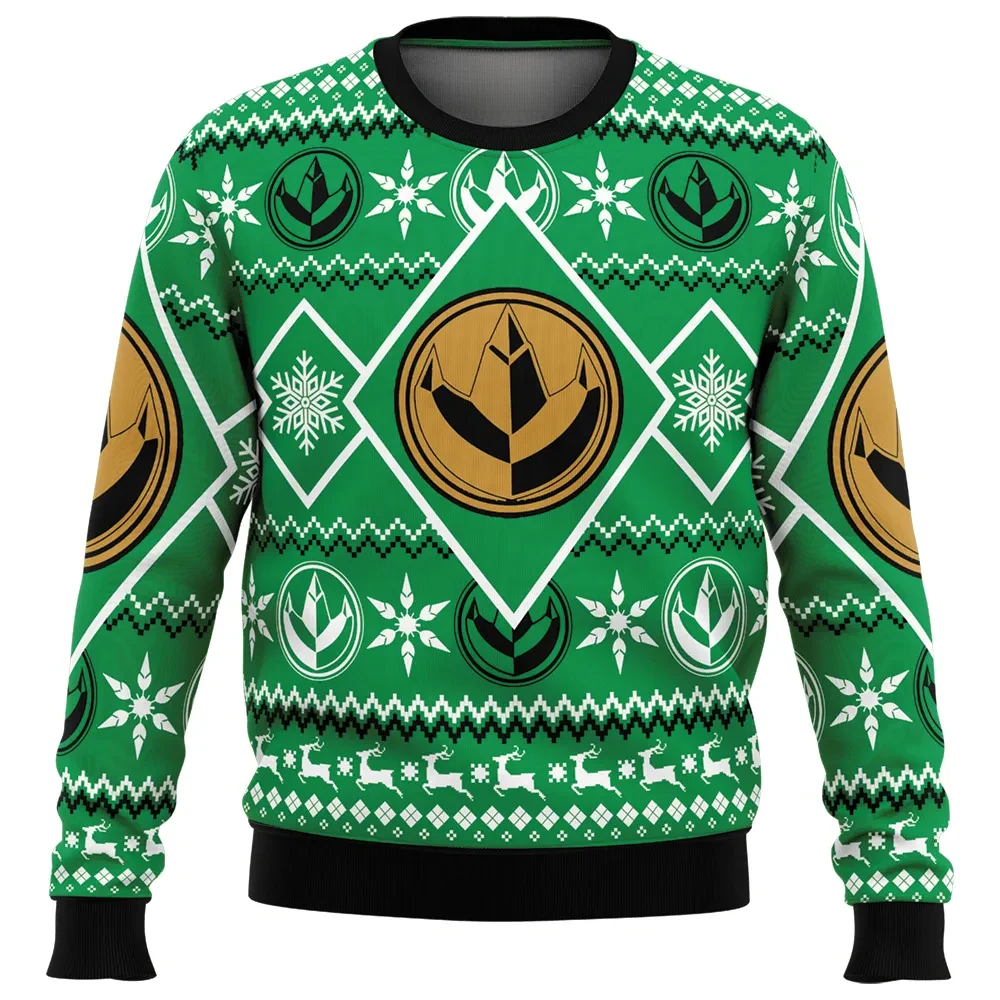 Christmas Green Ranger Mighty Morphin Power Rangers Ugly Christmas Sweater, Dragonzord Holiday Sweater, 90s TV Show All Over Print Xmas Sweater