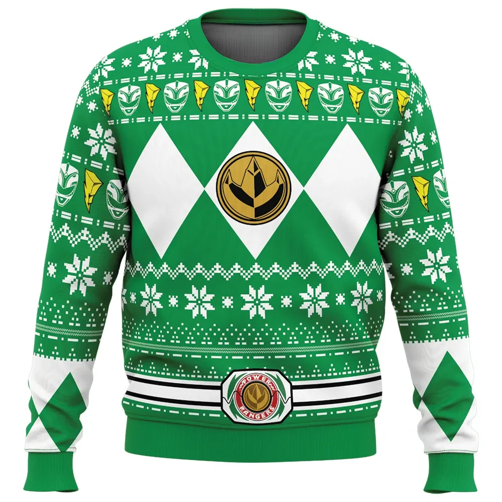 Mighty Morphin Green Ranger Power Rangers Ugly Christmas Sweater, Green Ranger Dragonzord Holiday Sweater, Unisex Xmas Jumper