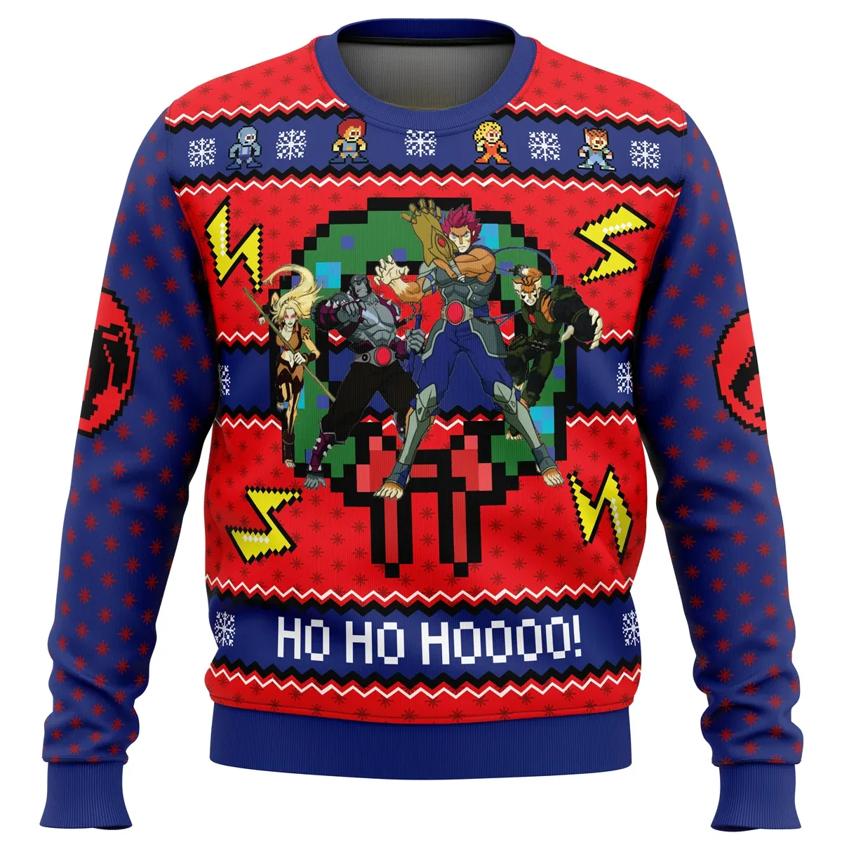 ThunderCats Ho Ho Hoooo Ugly Christmas Sweater, Lion-O Panthro Tygra Cheetara Holiday Sweatshirt, Retro 80s Cartoon Xmas Gift