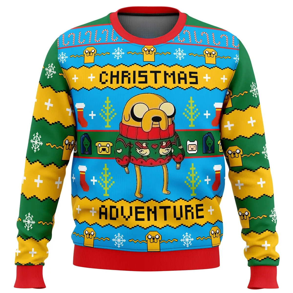 Christmas Adventure Time Ugly Christmas Sweater, Jake the Dog Holiday Sweater, Finn and Jake Cartoon Network Xmas Gift for Fans