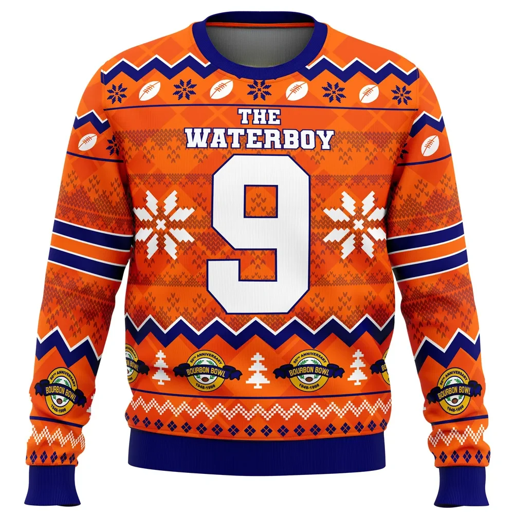 Bobby Boucher The Waterboy Ugly Christmas Sweater, Waterboy Number 9 Football Jersey Holiday Sweatshirt, Movie Xmas Gift for Comedy Fans