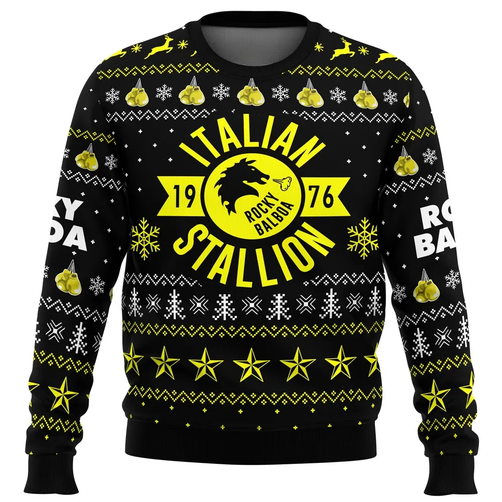 Italian Stallion Balboa Rocky Ugly Christmas Sweater, Rocky Balboa 1976 Boxing Holiday Sweatshirt, Classic Movie Xmas Gift for Fans