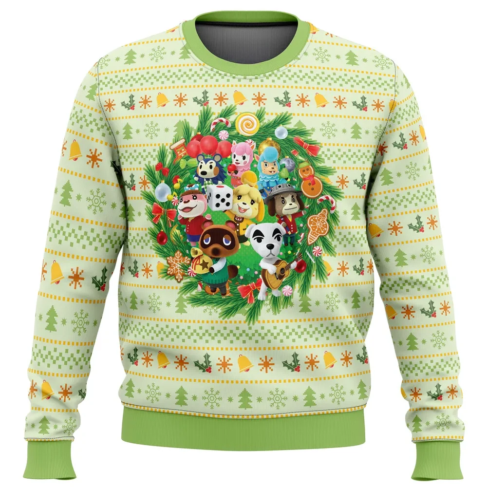 Christmas Animal Festival Animal Crossing Ugly Christmas Sweater, Nintendo Villagers Gamer Holiday Sweater, Unisex All Over Print Xmas Jumper