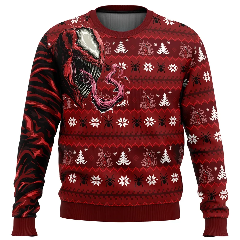 Let There Be Christmas Carnage Marvel Ugly Christmas Sweater, Carnage Holiday Sweater, Red Symbiote Villain Superhero Xmas Gift