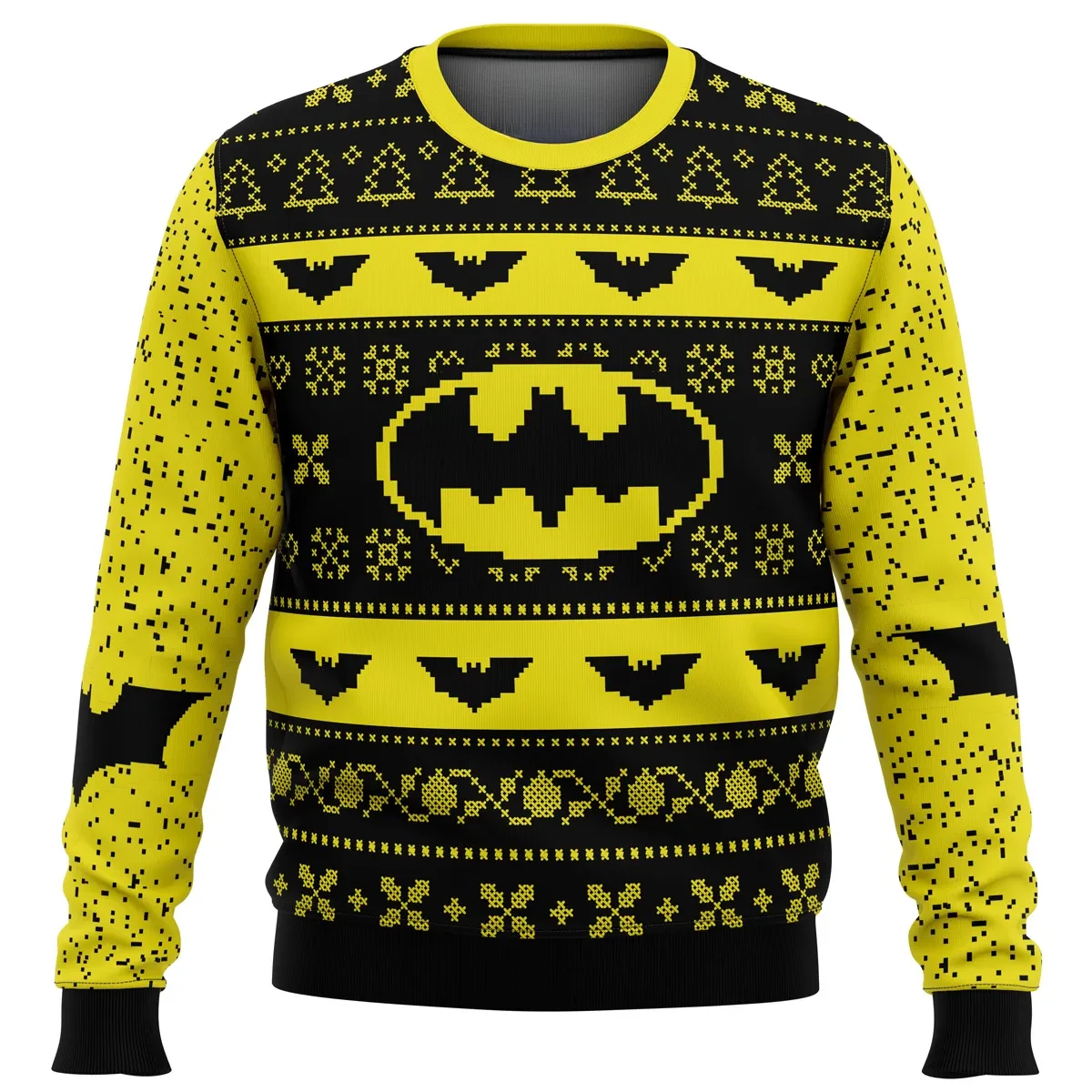 Batman Ugly Christmas Sweater, DC Comics Bat Signal Holiday Sweater, Black and Yellow Retro Logo Pullover, Superhero Xmas Gift