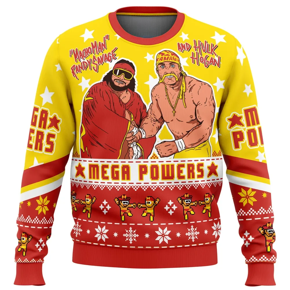 Mega Powers Macho Man Randy Savage and Hulk Hogan Ugly Christmas Sweater, Wrestling Holiday Sweater, Xmas Jumper