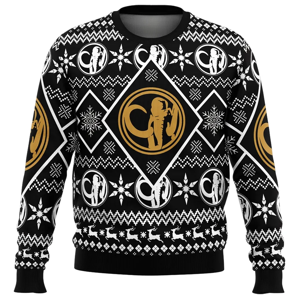 Christmas Black Ranger Power Rangers Ugly Christmas Sweater, Mighty Morphin Mastodon Holiday Sweater, Unisex All Over Print Xmas Jumper
