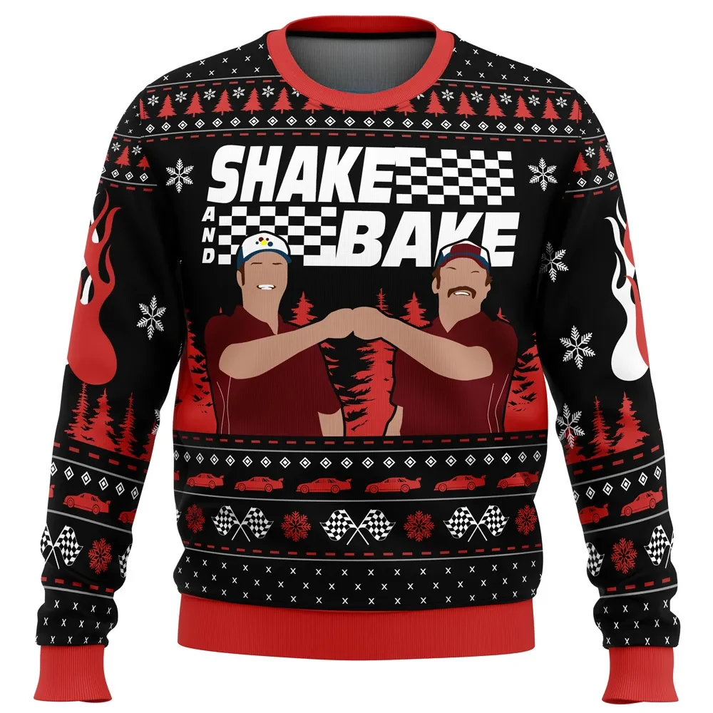 Shake And Bake Talladega Nights Ugly Christmas Sweater, Ricky Bobby and Cal Naughton Holiday Sweatshirt, Funny Movie Xmas Gift