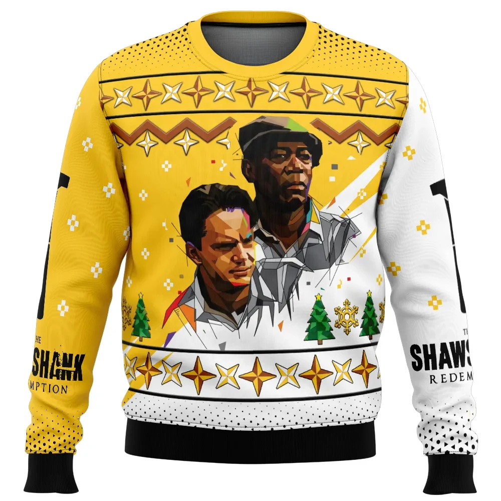 Red & Andy The Shawshank Redemption Ugly Christmas Sweater, Classic Movie Holiday Sweater with Rock Hammer, Unisex Xmas Gift for Film Fans