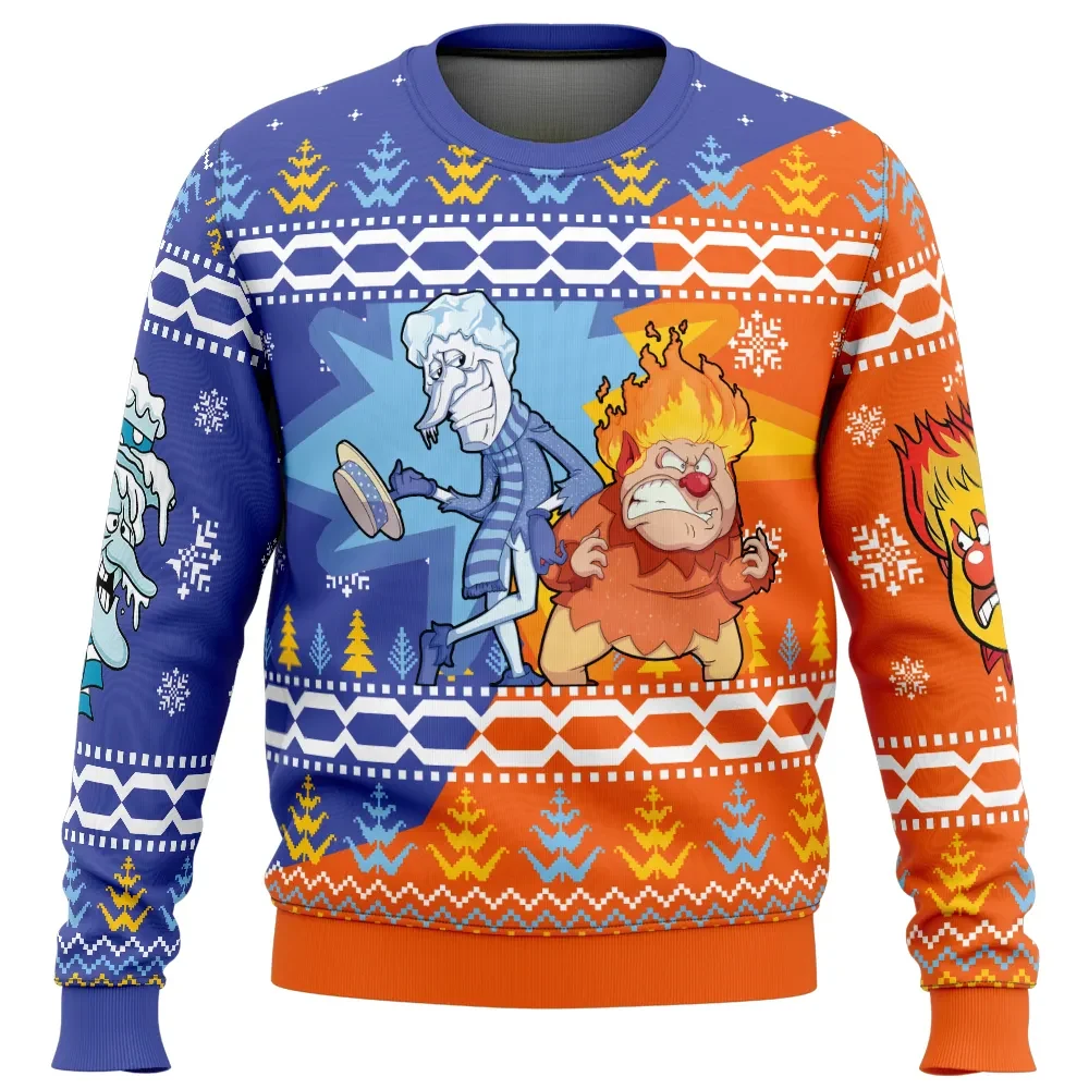 Heat Miser and Snow Miser The Year Without a Santa Claus Ugly Christmas Sweater, Classic Christmas Movie Holiday Sweater, Xmas Jumper