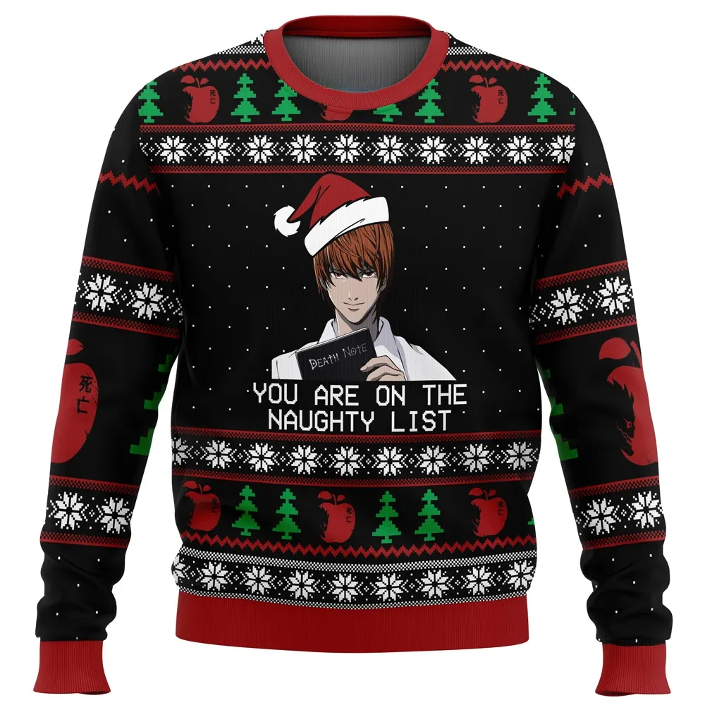 Death Note Naughty List Ugly Christmas Sweater, Light Yagami You Are on the Naughty List Holiday Sweater, Anime Xmas Jumper