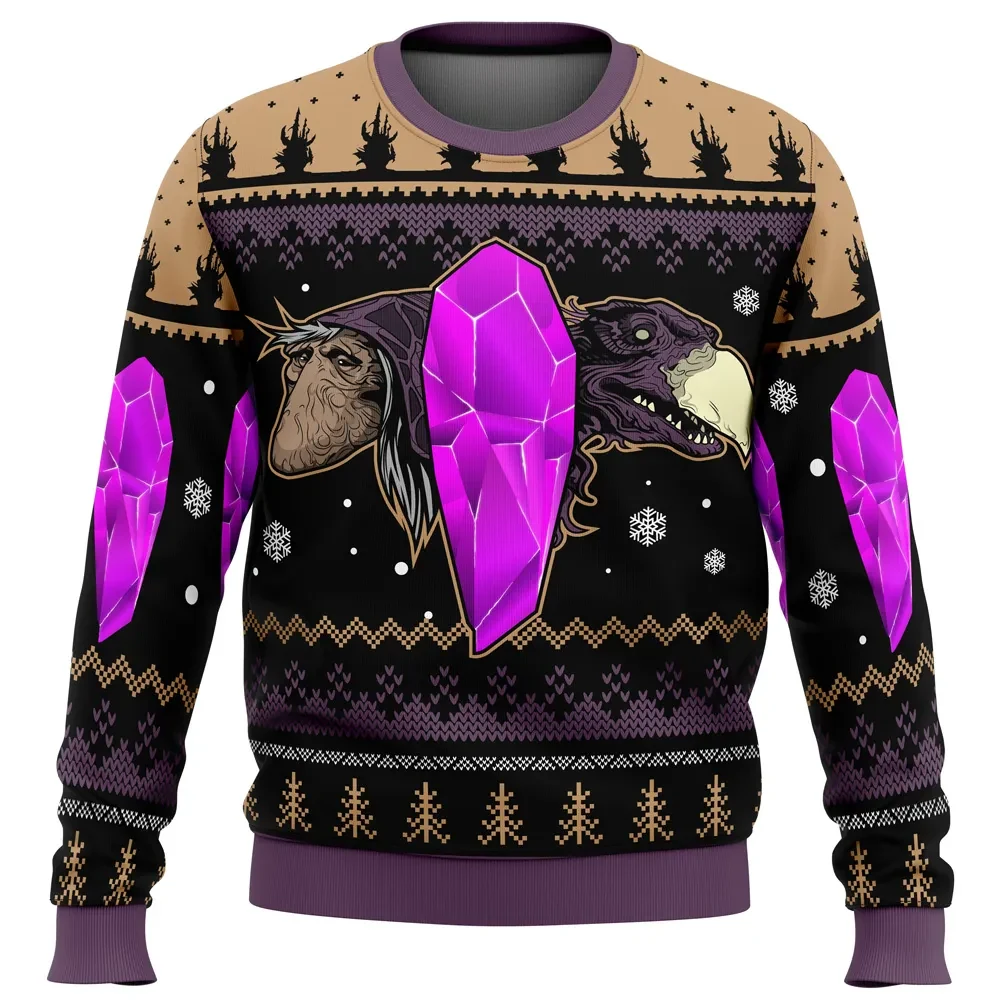 Christmas Crystal The Dark Crystal Ugly Christmas Sweater, Skeksis and Mystic Movie Holiday Sweater, Unisex All Over Print Xmas Jumper