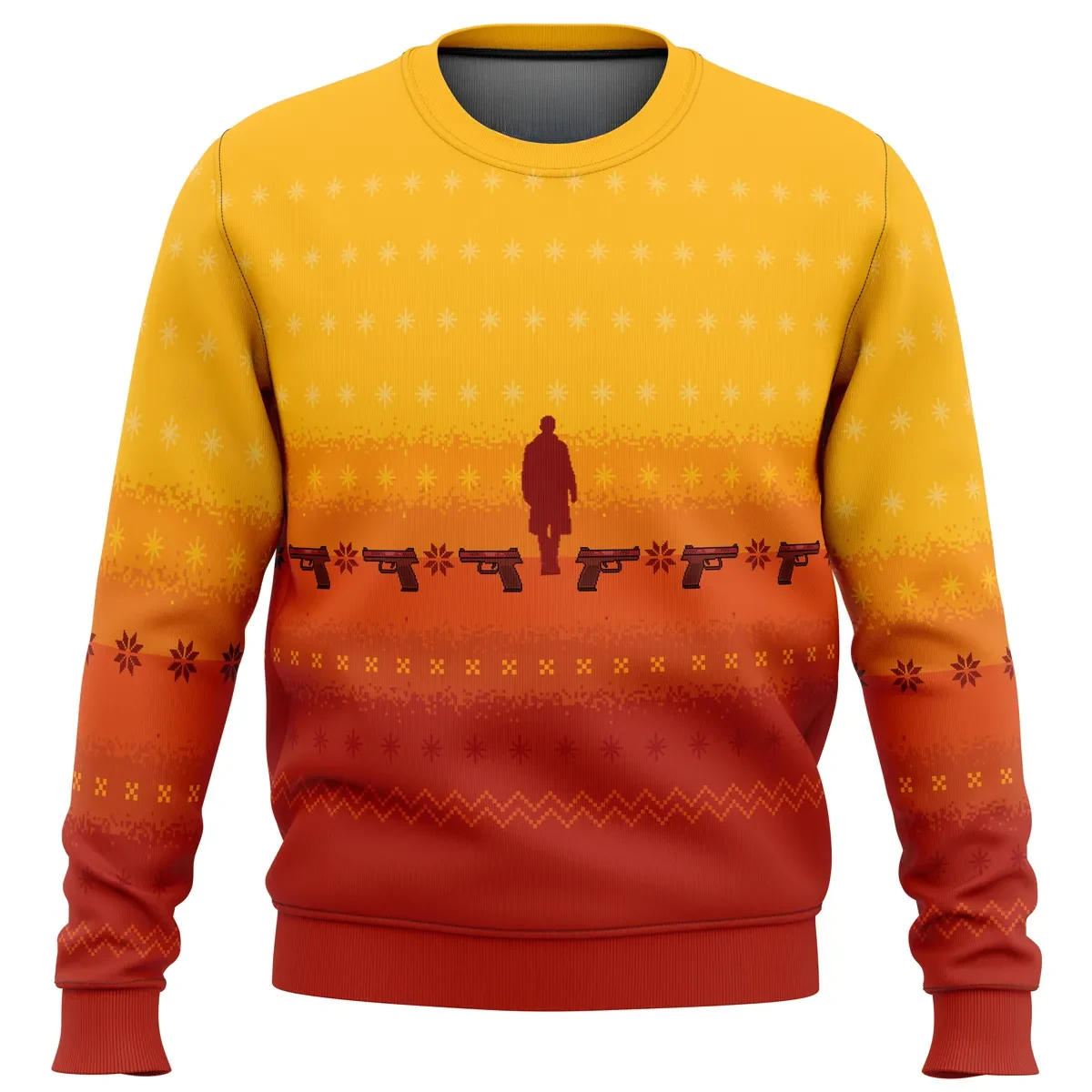 Blade Runner 2049 Ugly Christmas Sweater, Sci-Fi Movie Holiday Sweatshirt, Neo Noir Orange Haze Unisex Xmas Gift for Movie Fans