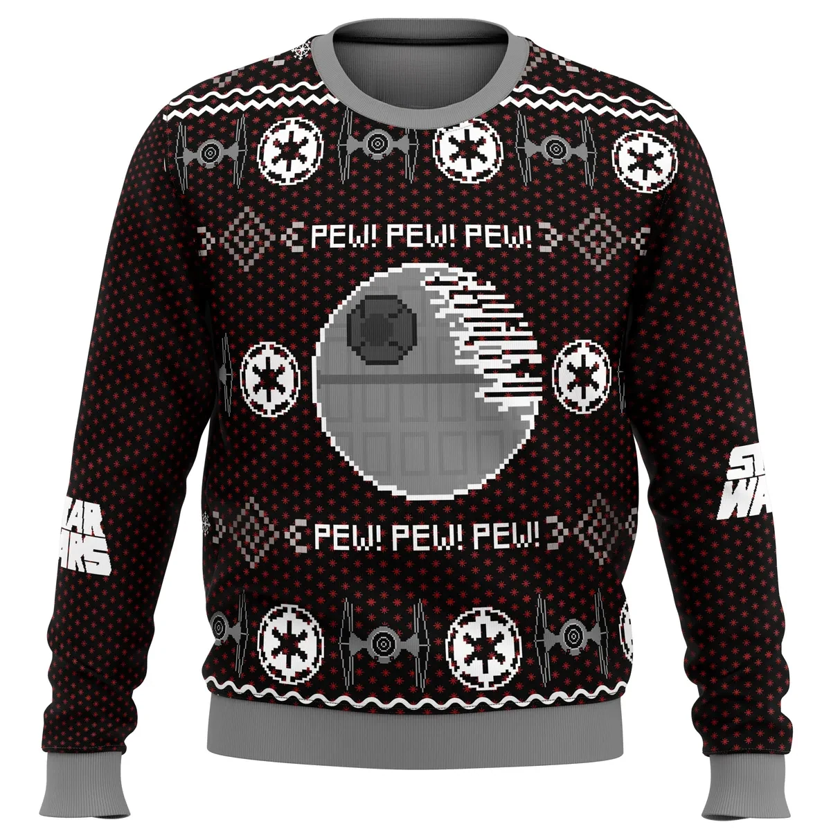 Imperial Sweater Star Wars Ugly Christmas Sweater, Death Star Pew Pew Pew Holiday Sweater, Galactic Empire TIE Fighter Xmas Gift for Fans