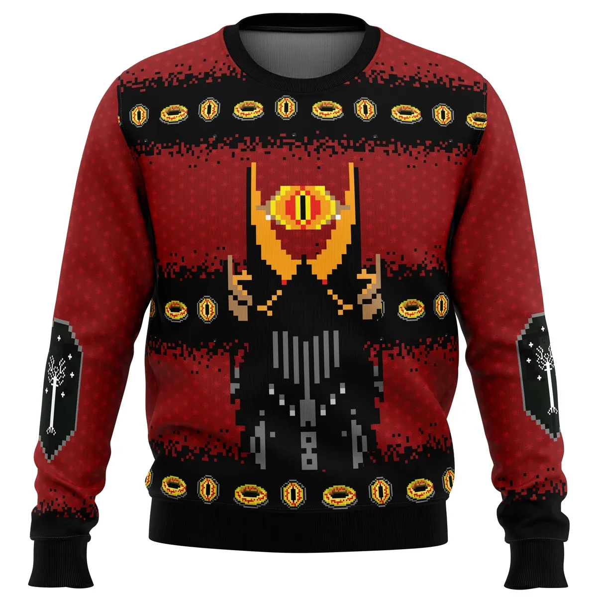 Lord of the Rings Sauron Ugly Christmas Sweater, LOTR Great Eye and One Ring Holiday Sweatshirt, Fantasy Movie Xmas Gift for Fans