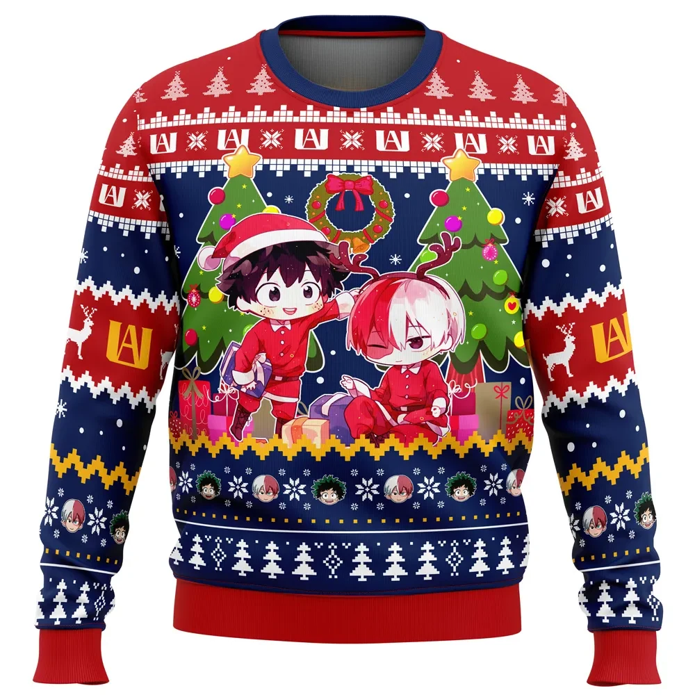 Christmas Midoriya Shoto My Hero Academia Ugly Christmas Sweater, Deku and Todoroki MHA Anime Holiday Sweater, Xmas Sweater