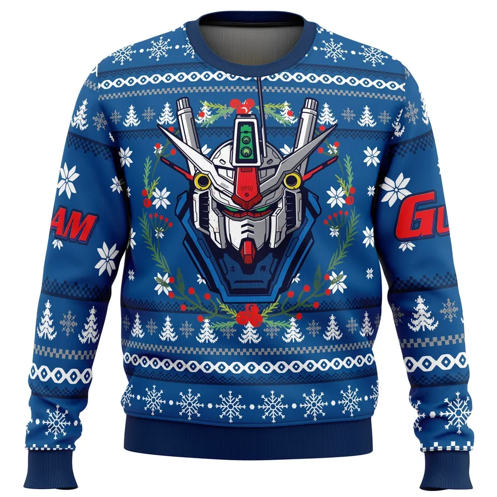 Mobile Suit RX 78 Gundam Ugly Christmas Sweater, Gundam Holiday Sweater, Mecha Anime Xmas Gift, Unisex All Over Print Sweatshirt for Robot Fans