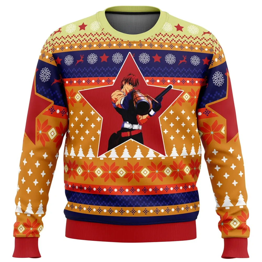 Gene Starwind Outlaw Star Ugly Christmas Sweater, Retro Space Western Anime Holiday Sweatshirt, Unisex Anime Xmas Gift for 90s Fans