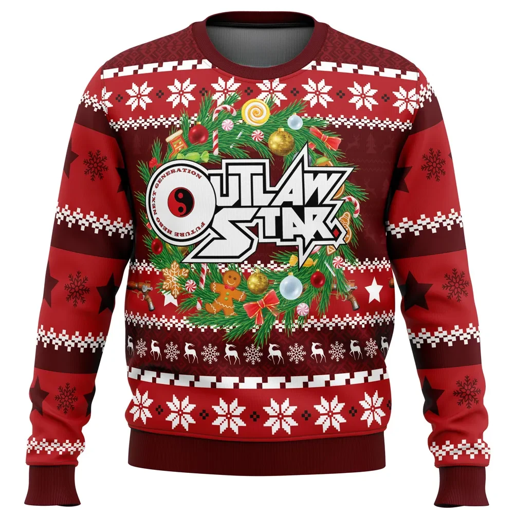 Christmas Time Outlaw Star Ugly Christmas Sweater, Outlaw Star Anime Holiday Sweater, Retro 90s Anime Xmas Gift, Unisex All Over Print Sweatshirt