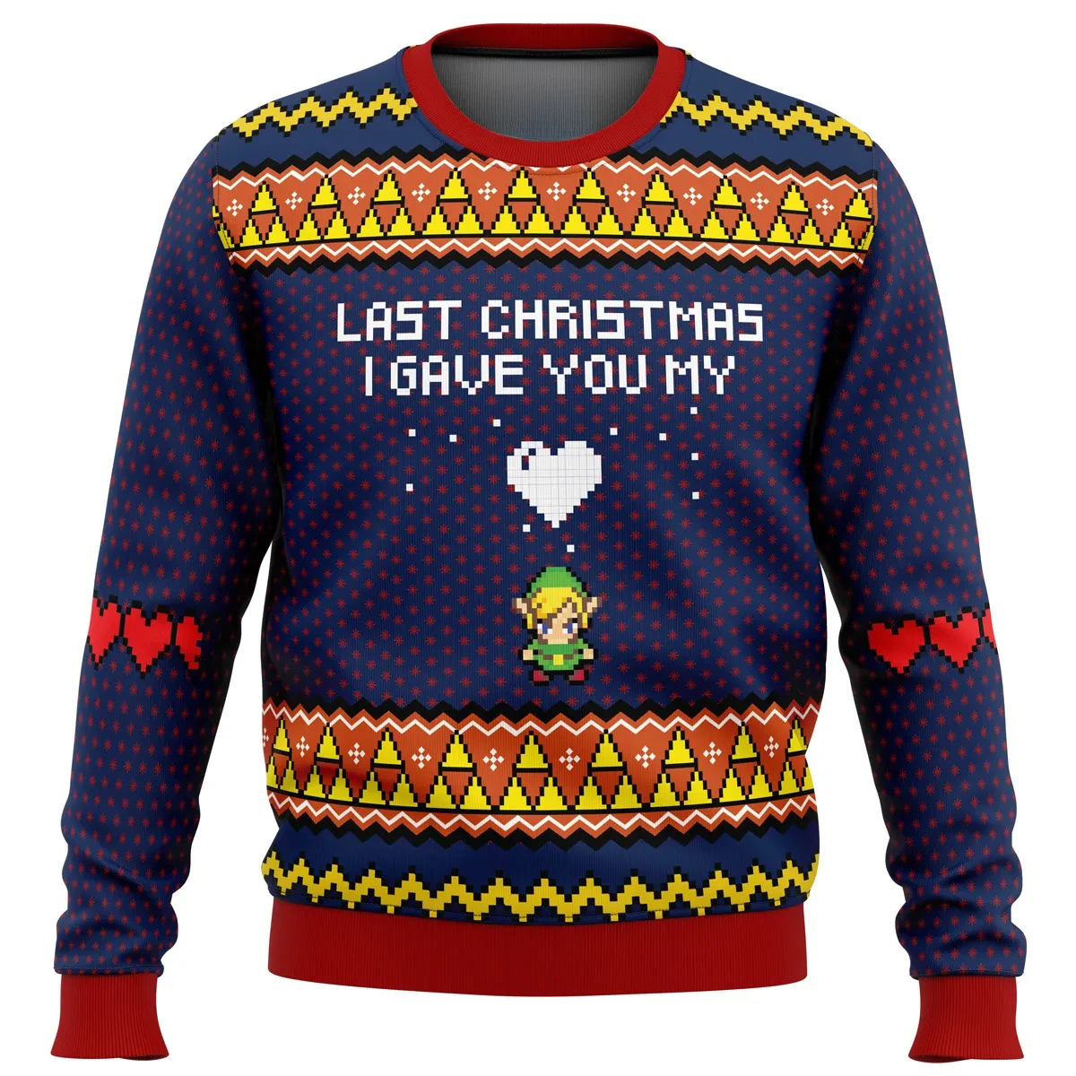 Last Christmas I Gave You My Heart Link Legend of Zelda Ugly Christmas Sweater, Zelda Gamer Holiday Sweater, Unisex All Over Print Xmas Sweater