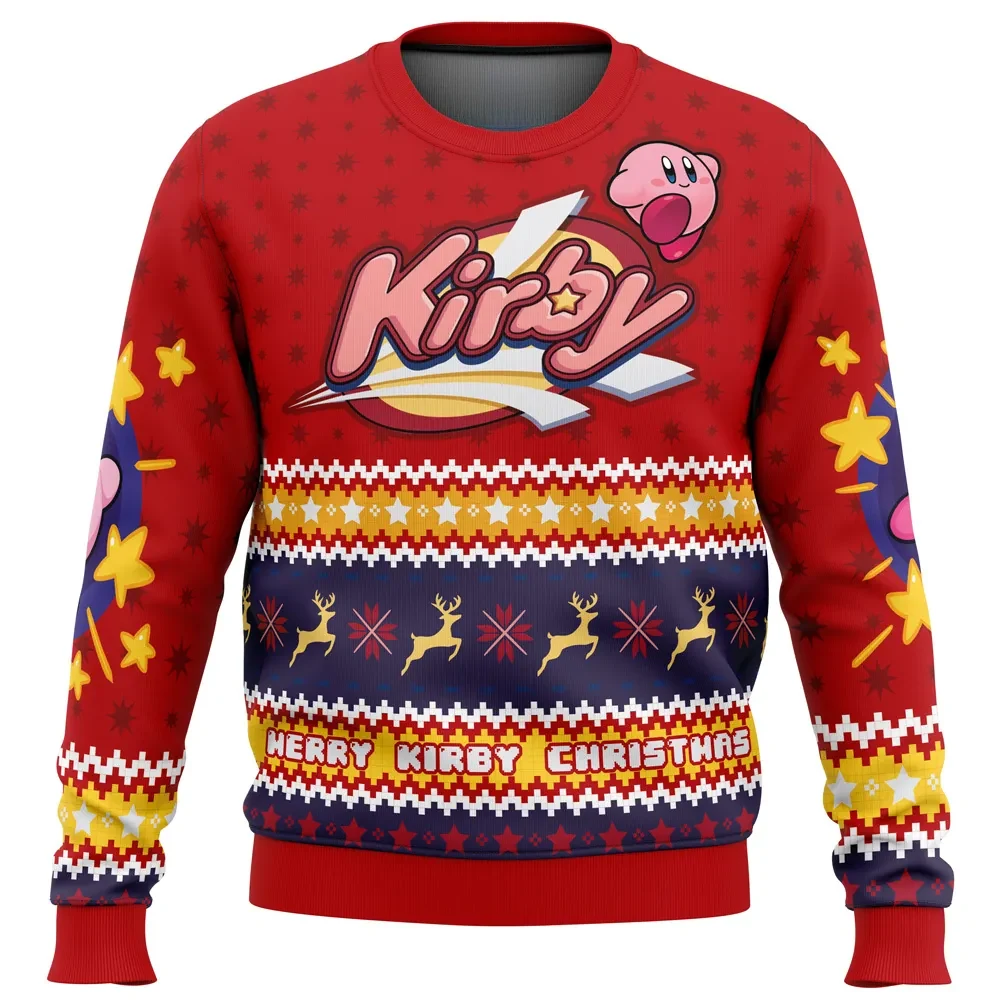 Merry Kirby Christmas Kirby Ugly Christmas Sweater, Nintendo Kirby Holiday Sweater, Pink Puffball Warp Star Gamer Xmas Gift for Fans