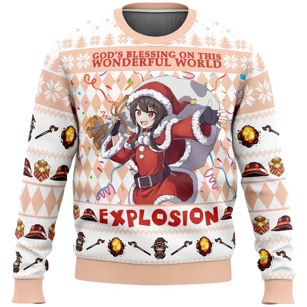 God's Blessing on This Wonderful World Explosion Megumin KonoSuba Ugly Christmas Sweater, Anime Holiday Sweater, All Over Print Xmas Sweater