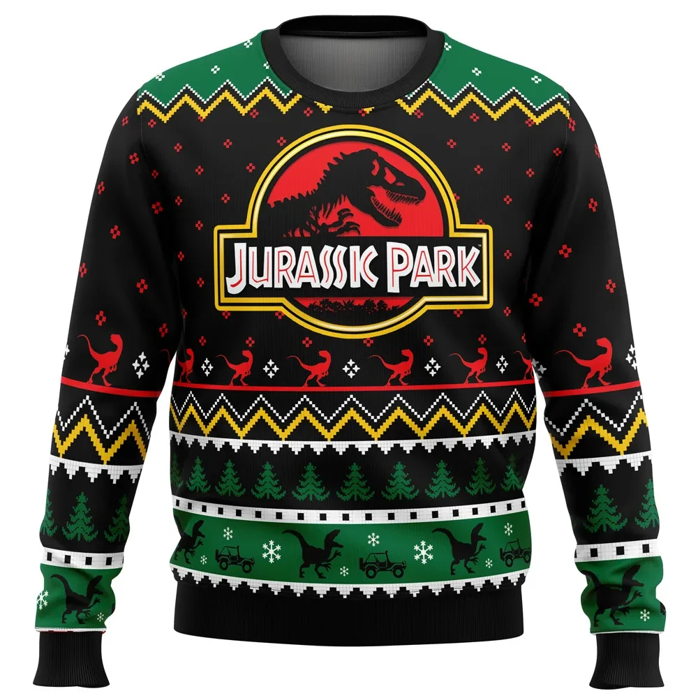 Ethics of Cloning Jurassic Park Ugly Christmas Sweater, Jurassic Park Logo T-Rex Holiday Sweater, Dinosaur Movie Xmas Gift for Fans