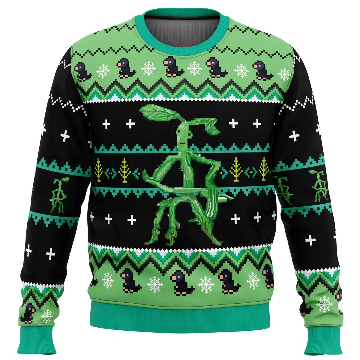 Bowtruckle Fantastic Beasts Ugly Christmas Sweater, Harry Potter Holiday Sweater, Niffler Pattern, Wizarding World Movie Xmas Gift for Fans