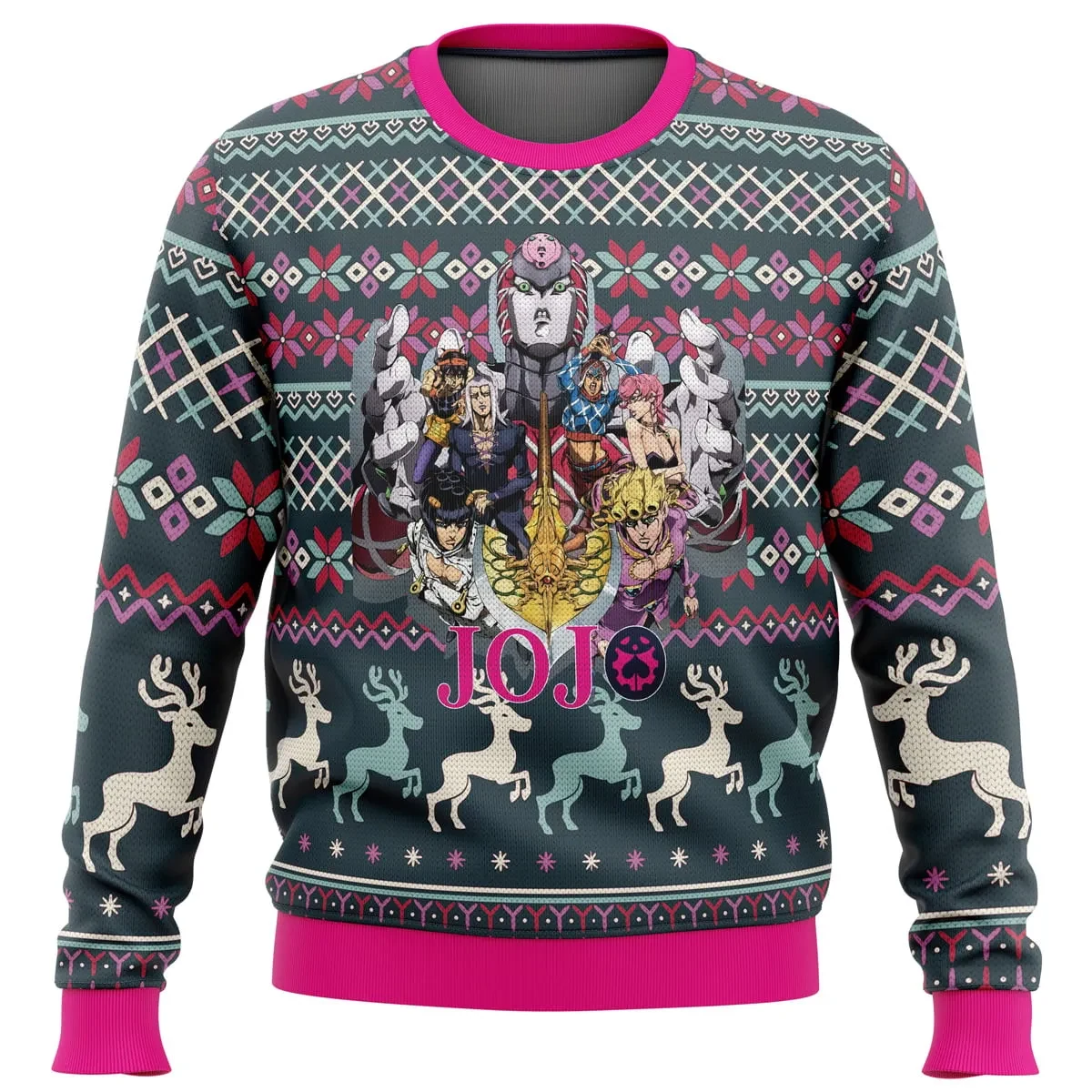Golden Wind JoJo's Bizarre Adventure Ugly Christmas Sweater, Giorno Giovanna and Gold Experience Holiday Sweater, Anime Xmas Gift, Unisex