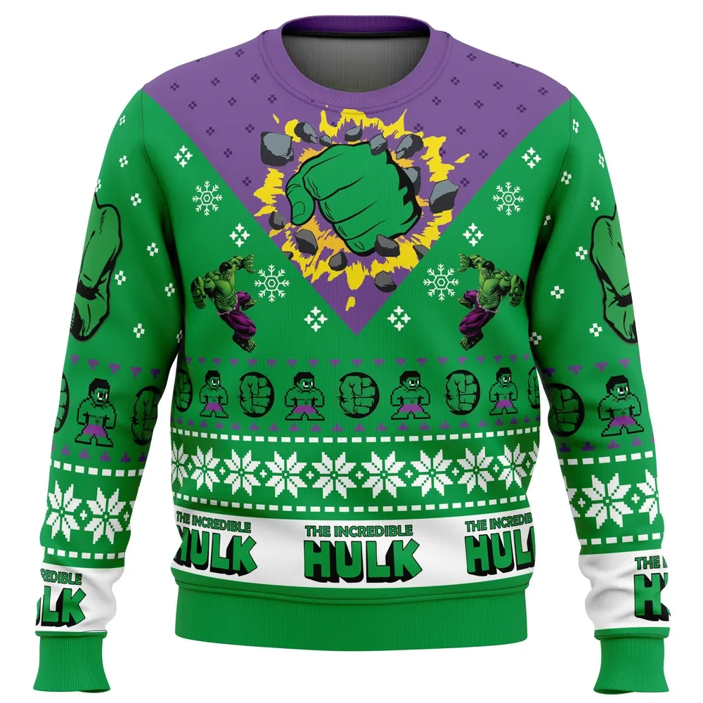 I'm Always Angry Incredible Hulk Ugly Christmas Sweater, Marvel Hulk Smash Holiday Sweatshirt, Unisex Superhero Xmas Gift for Marvel Fans