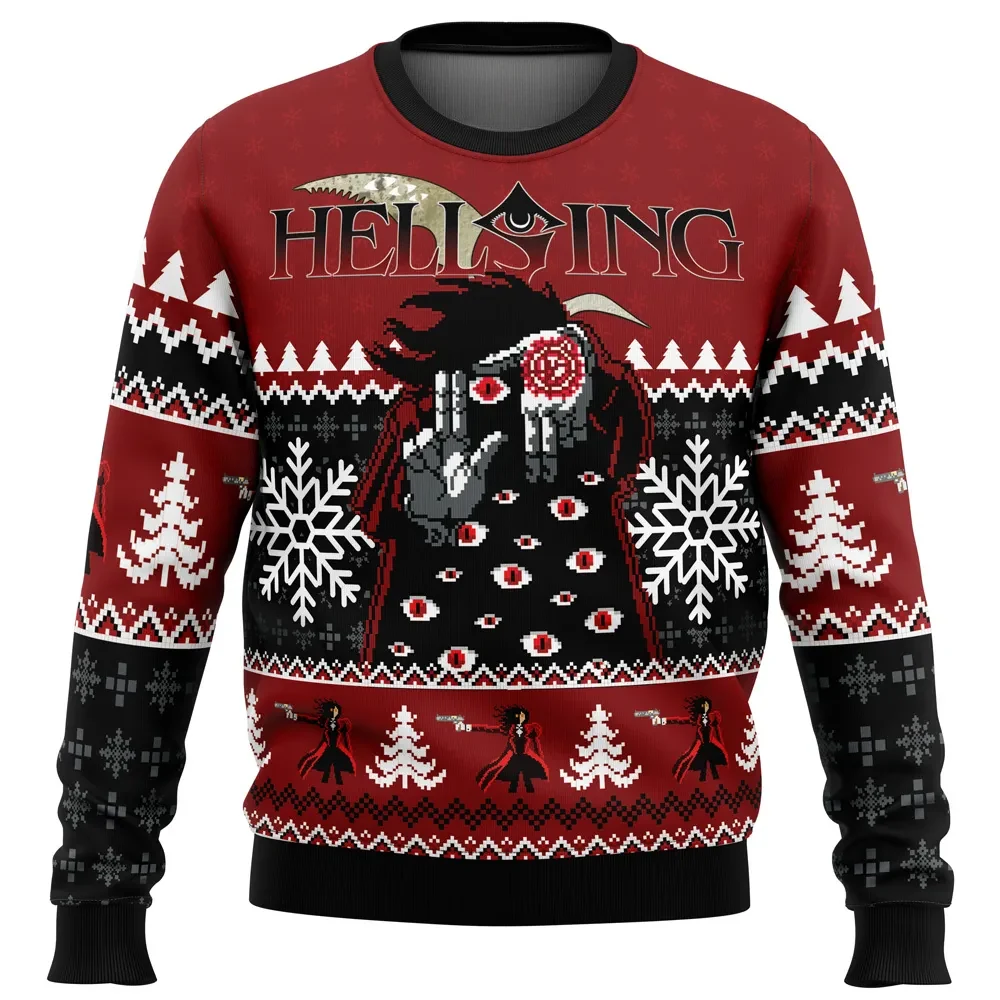 God With Us Hellsing Ugly Christmas Sweater, Alucard Hellsing Ultimate Vampire Holiday Sweater, Dark Anime Xmas Gift for Fans