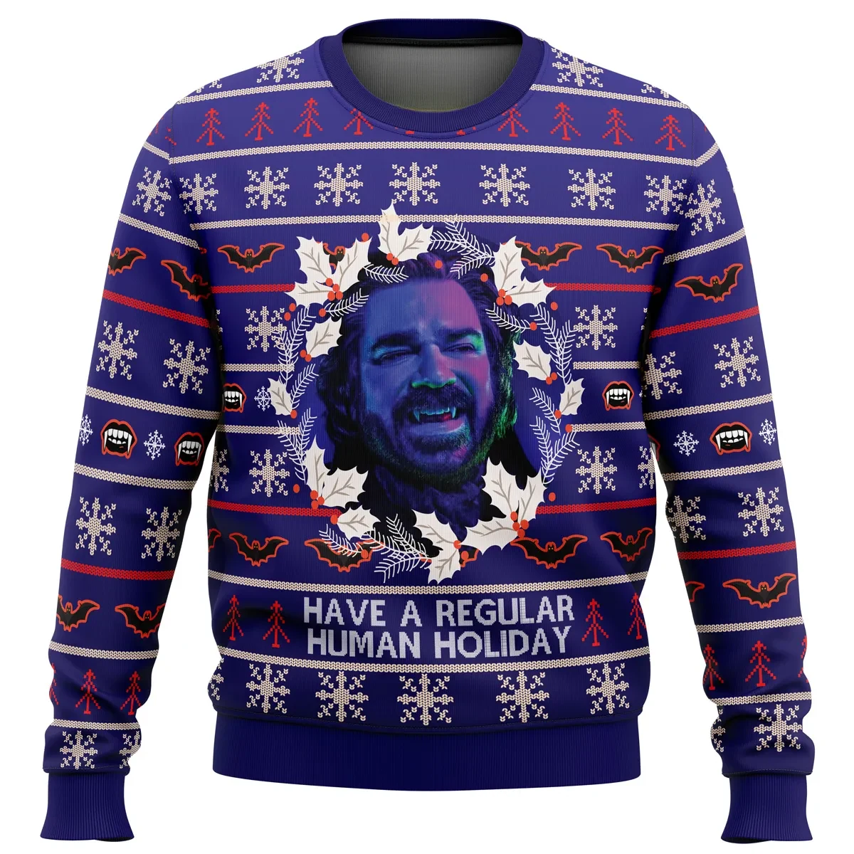 Have A Regular Human Holiday Ugly Christmas Sweater, What We Do in the Shadows Nandor Holiday Sweater, TV Show Xmas Sweater