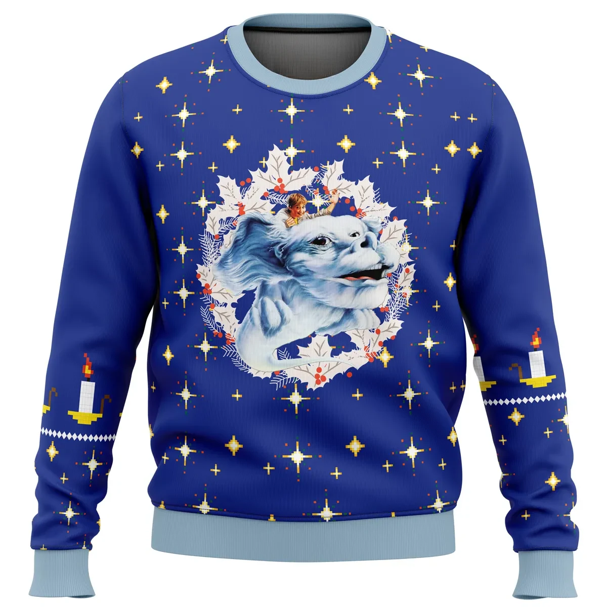 The NeverEnding Story Ugly Christmas Sweater, Falkor Holiday Sweater, Luck Dragon Auryn Emblem 80s Movie Xmas Gift for Fantasy Fans