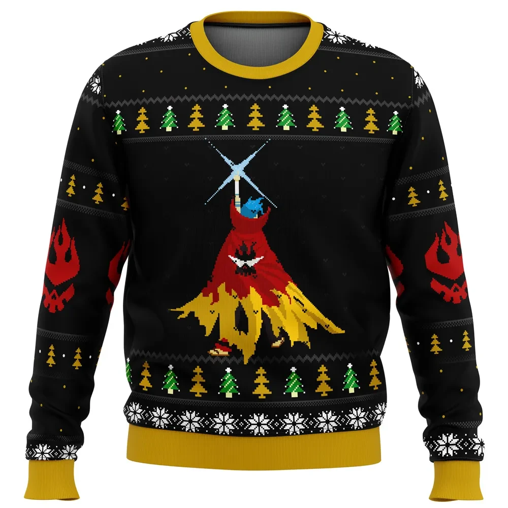 Gurren Lagann Kamina Ugly Christmas Sweater, Tengen Toppa Team Dai-Gurren Holiday Sweater, Unisex Anime Xmas Gift for Mecha Fans