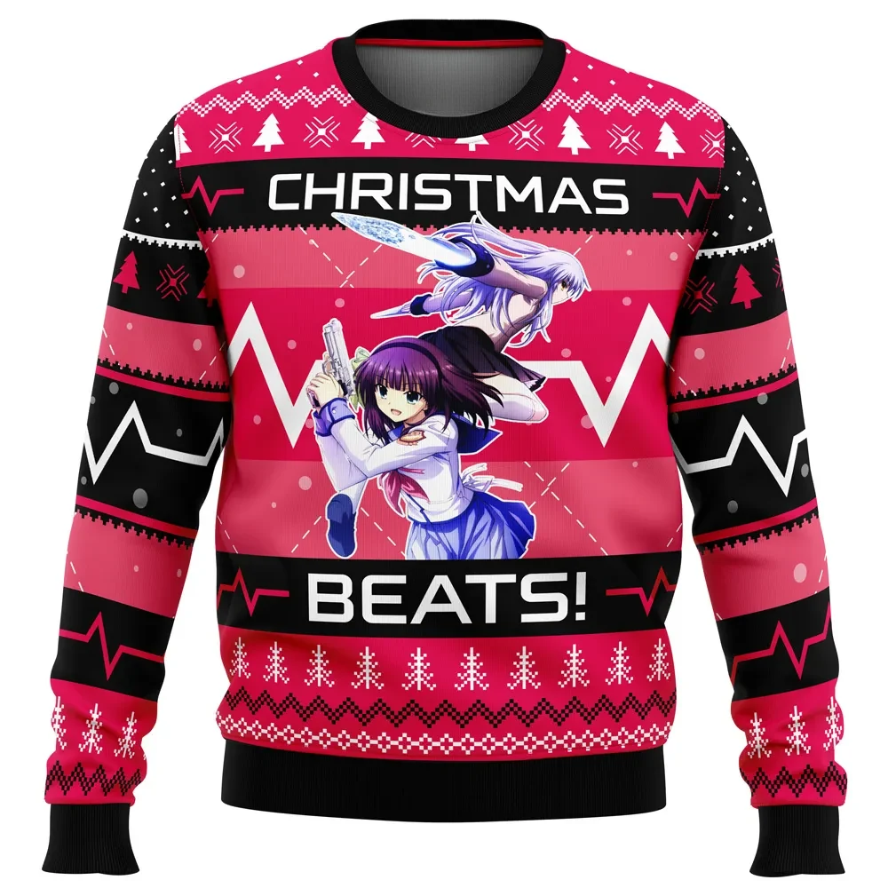 Christmas Beats Angel Beats Ugly Christmas Sweater, Kanade Tachibana and Yuri Nakamura Anime Holiday Sweater, Anime Xmas Gift for Fans