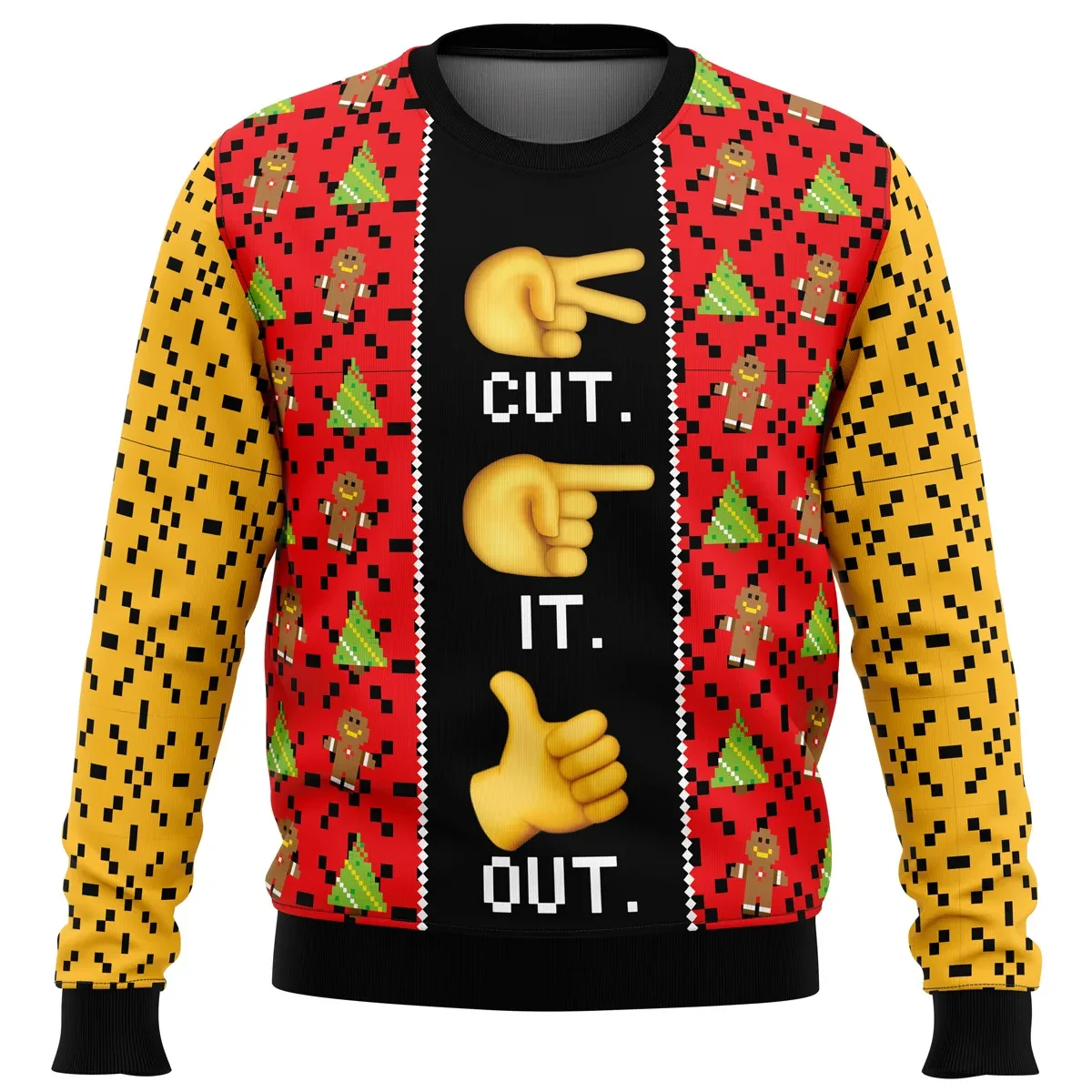 Cut It Out Full House Ugly Christmas Sweater, Funny Uncle Joey Hand Sign Sitcom TV Show Holiday Sweater, 90s Nostalgia Xmas Gift